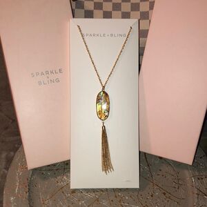 Sparkle & Bling Gold Marble Long Necklace New in Packaging